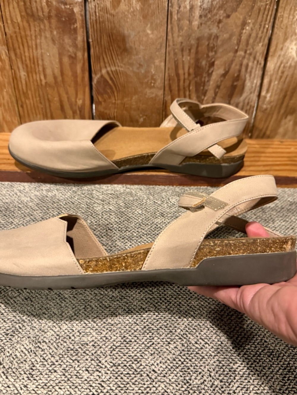 Women's Ankle-Strap Flats in Light Taupe - Picture 2 of 4